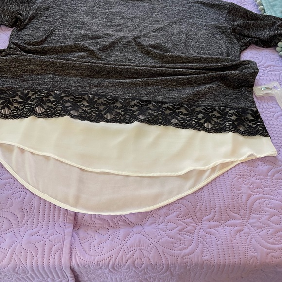 Black soft sweater top with lace. - Picture 8 of 12